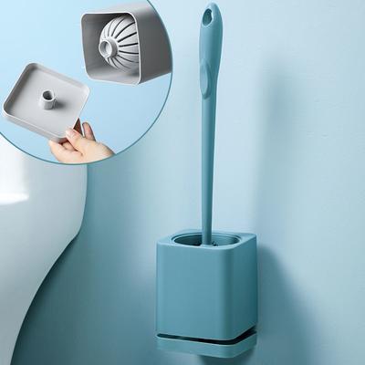 Borsten-Toilettenbürste, wandmontierter Toilettenbürsten-Trockenhalter mit langem Griff für die Aufbewahrung im Badezimmer, Badezimmer-Reinigungsbürste