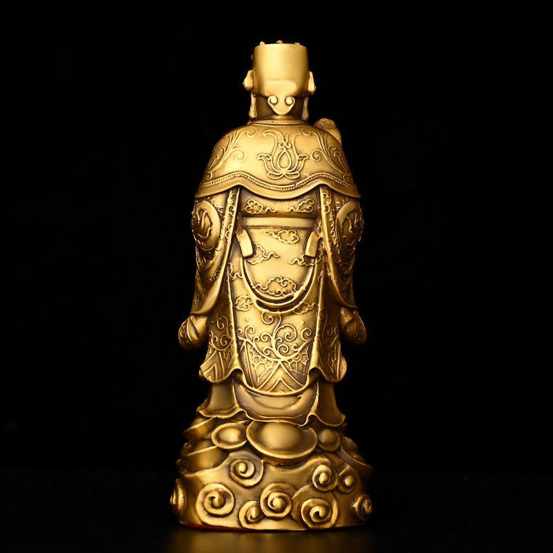 Chinese Bronze God of Wealth Ornament Brass Ingot Auspicious Text God of Wealth Home Decoration Office Desk Offering Decoration