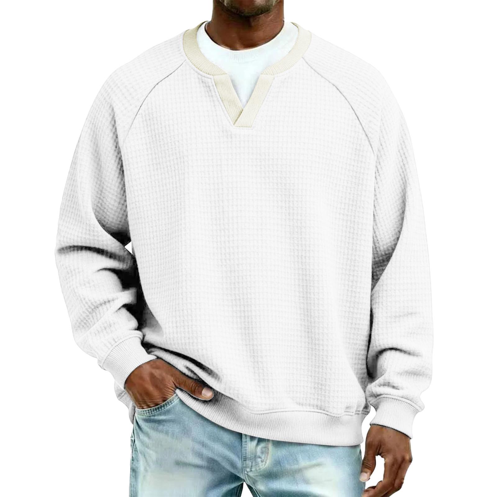 

Men s Knit Casual Collar Pullover - Long Sleeve Daily Wear XL білий