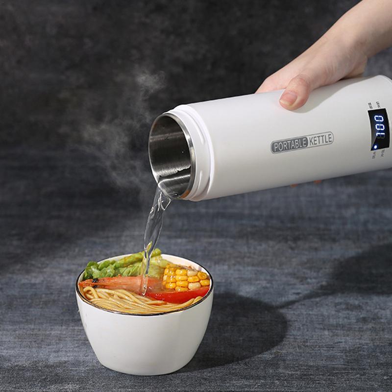 400-ml-Thermobecher mit Temperaturregelung, elektrischer Wasserkocher für unterwegs, 12 V, LCD-Anzeige, schnelles Aufheizen, geeignet für Autos