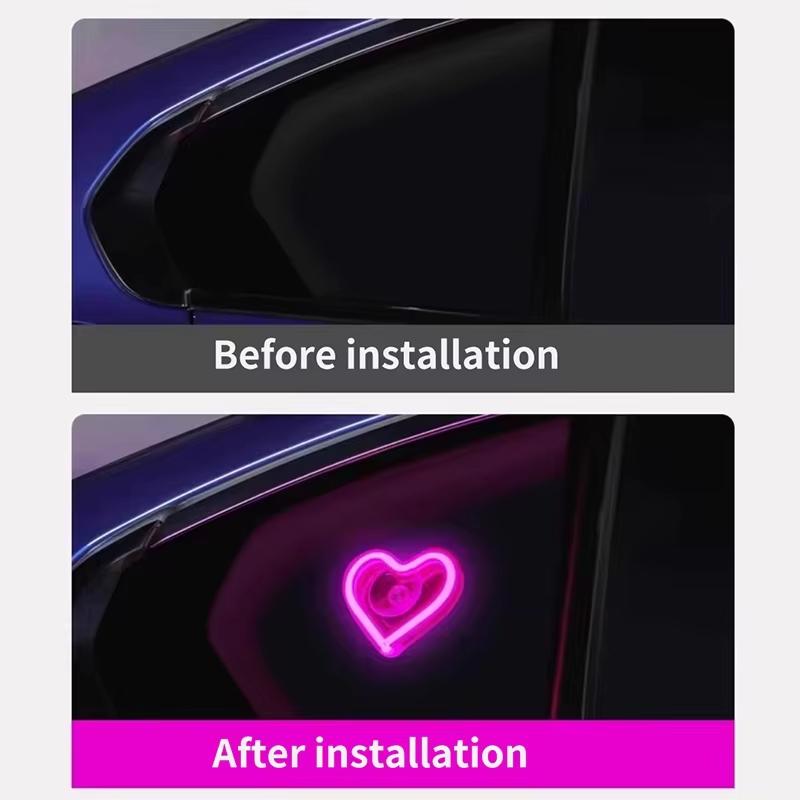Car LED Window Lights Interior Decoration Lights Glowing Heart Atmosphere Lights USB Wiring Car Modification Neon Car Decoration