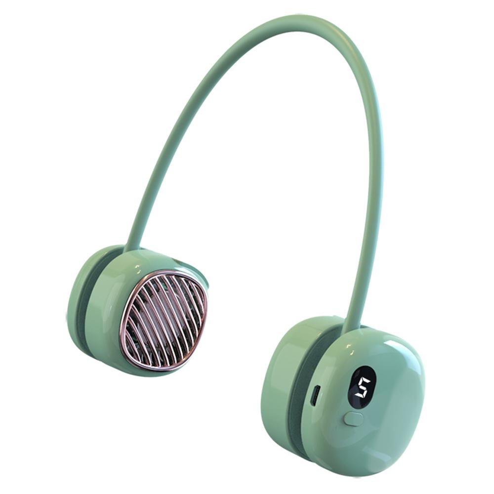 

L21 Portable Rechargeable Hanging Neck Mini Cooling Fan 5 Wind Speeds Summer Fan Cooler Green