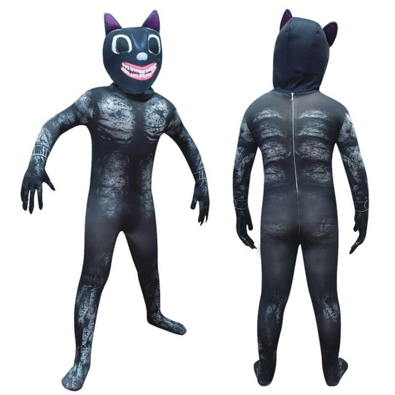 Scary Cartoon Cat Cosplay Costume Suit Halloween Party Clothing Jumpsuit Kid For