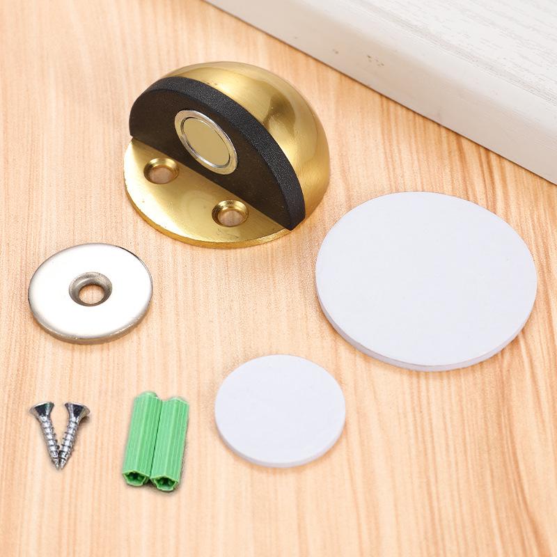 Genuine Stainless Steel Magnetic Door Stopper with Rubber Semi-Circular Anti-Collision Design