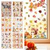 Removable Maple Leaf Decals 9 Sheets Fall Woodland Animals Window Clings, Autumn Pumpkin Autumnal Home Holiday Accents Squirrel Fox Rabbit Glass