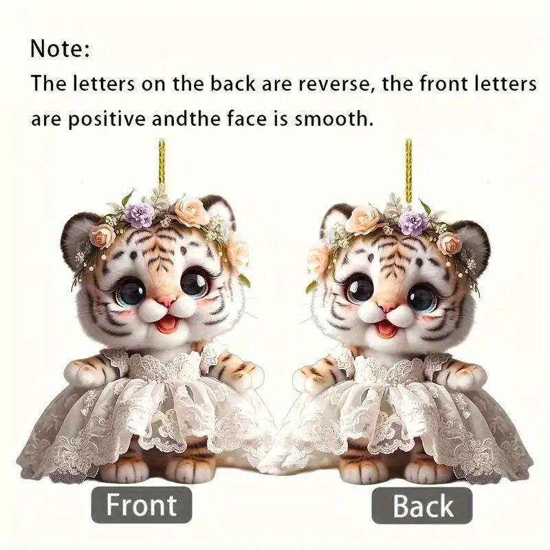 Charming Acrylic Wedding Dress Tiger Pendant For Festive Car Mirror Decoration