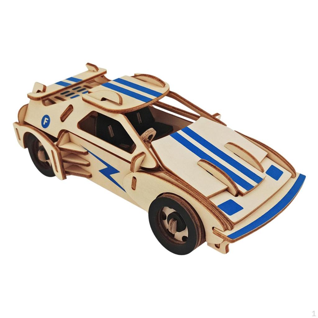 3D Wooden Puzzles Model Car Set Kits Improve Coordination Portable Wood Building