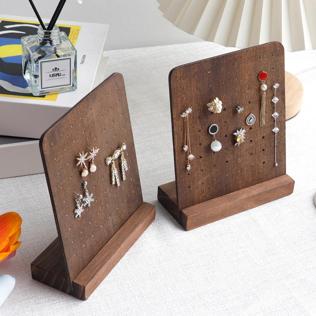 72 Holes Earring Holder Wood Earring Stands with Base Earring Hanger Board Stud Earring Stand Organizer Jewelry Rack Display