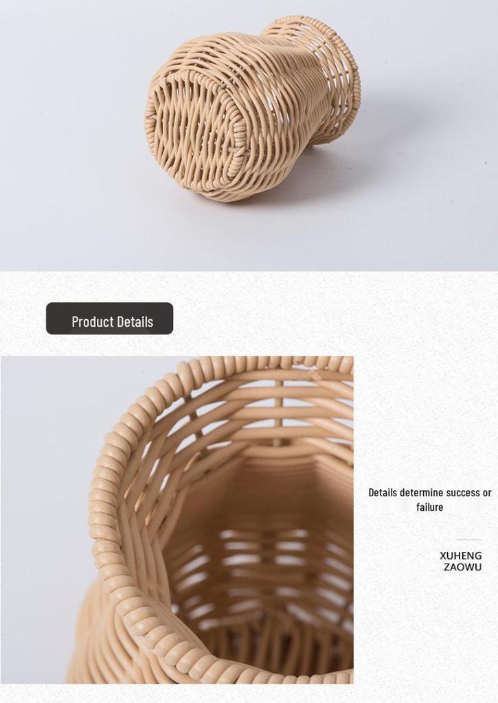 Handmade Plastic Rattan Flower Vase: Indoor Desktop Decor for Dry Flower Arrangements