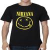 FEA Men's Standard Nirvana Smiley Logo Double Sided T-Shirt, Black, X-Large