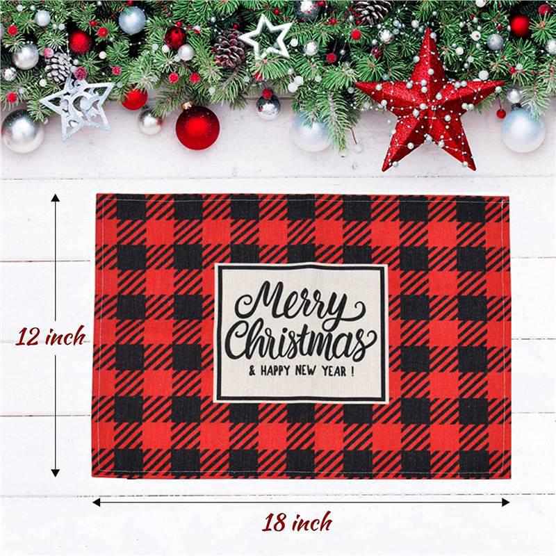 Christmas Cotton Linen Placemats - Heat Insulation Mats for Dining Table