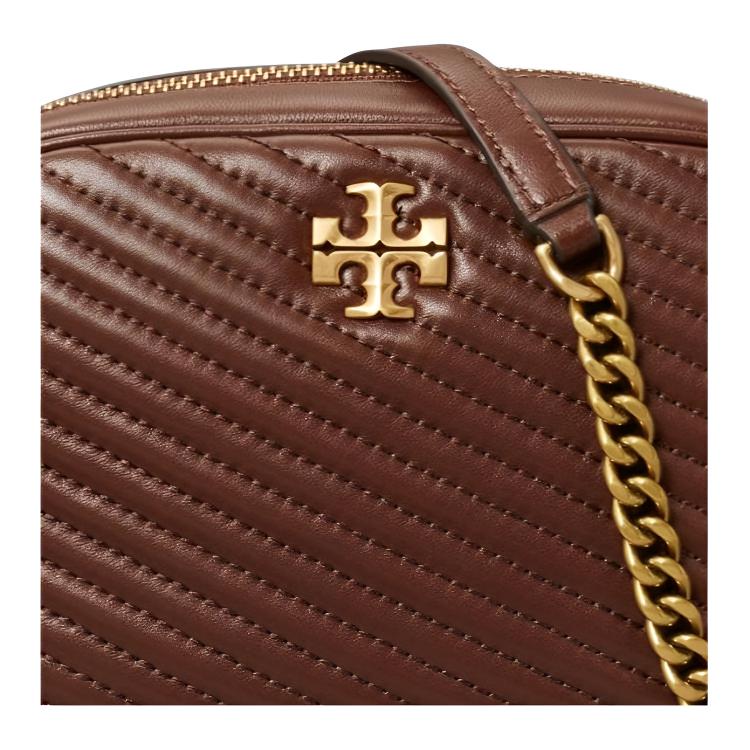 Tory Burch Kira Solid Double T Logo Chevron Zip Closure Leather Crossbody Bag Women Bags Brown 152354-200