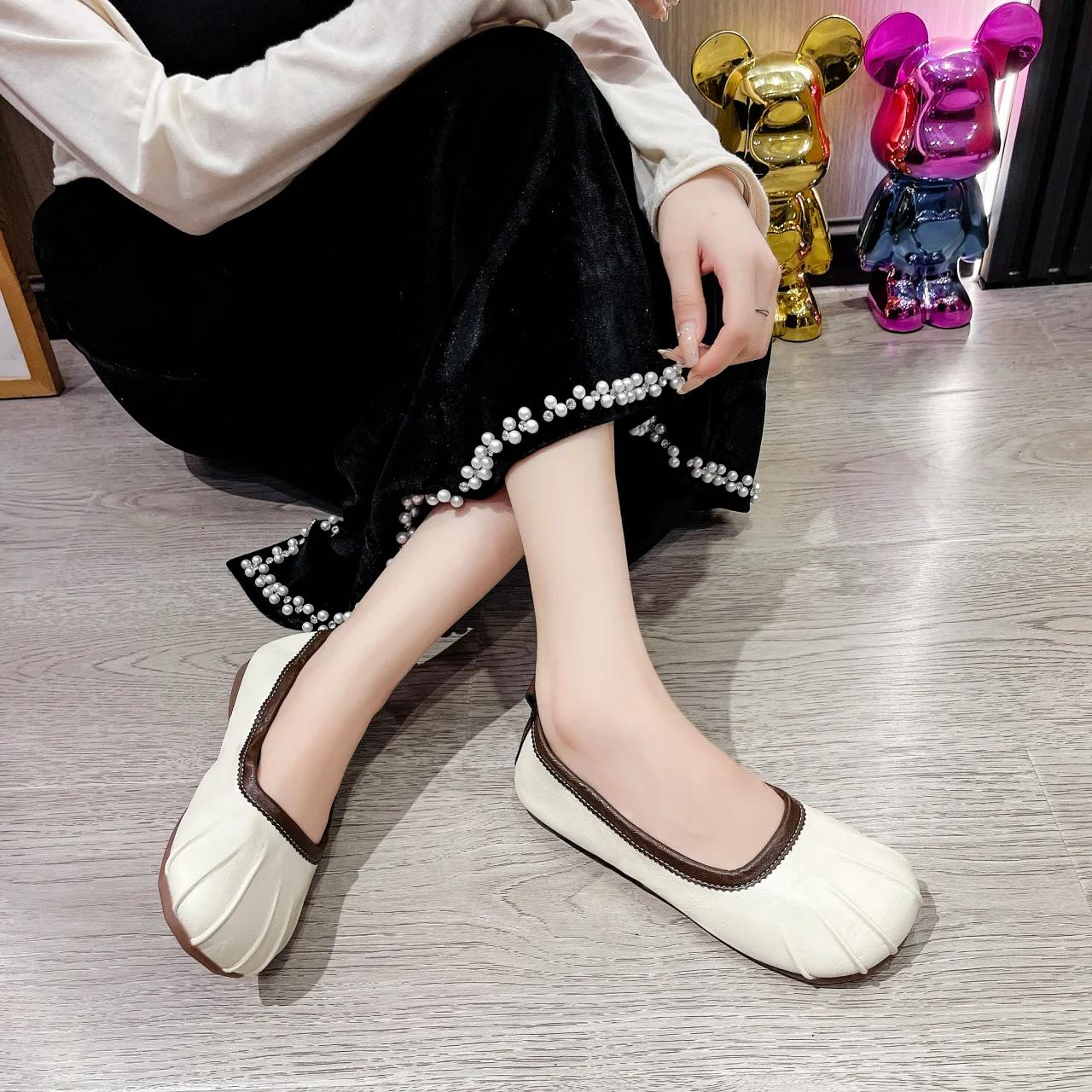 Мода 2025 Весна Женские Плоские Женские Разрезные Носки Ninja Неглубокие Лоферы Лодочки — фото 4