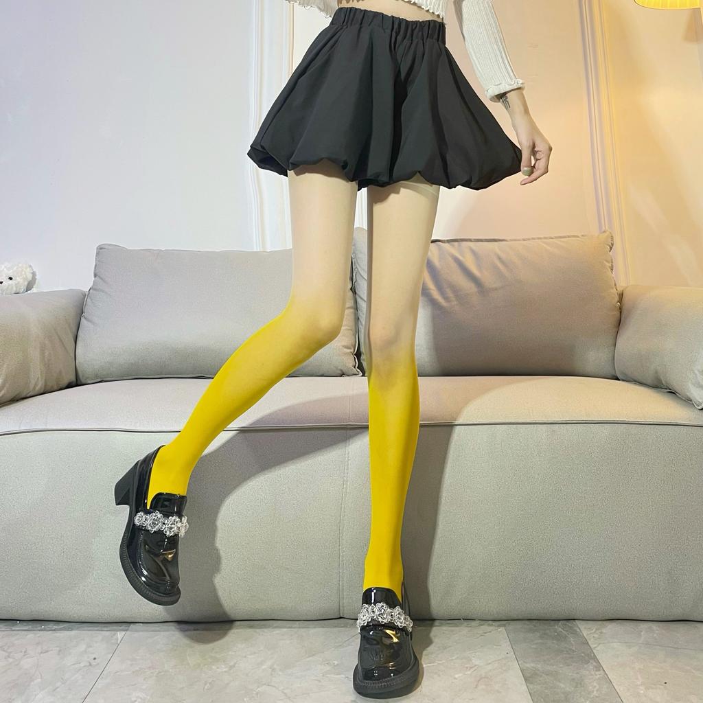 Internet Celebrities Gradual Change Stockings Women Spring and Summer Sexy Black Silk Thin Pure Desire Candy Color Spice Girls Bottoming Leg Socks