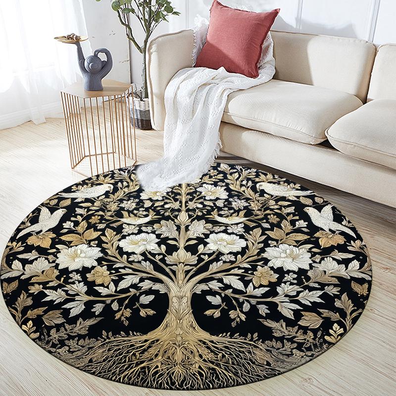 Tree of Life Pattern Round rug,Carpet Rug for Living Room Bedroom Sofa Playroom Decor,Non-slip Floor Mat,Holiday Gifts and Birthday Gifts