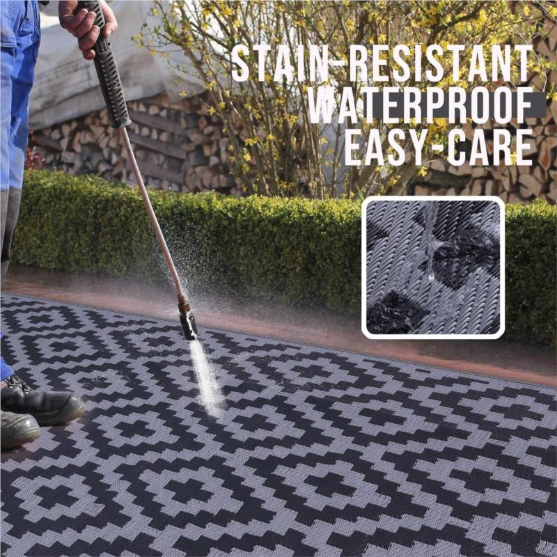 Homaxy Reversible Outdoor Waterproof Rug Plastic Straw Patio Carpet for Indoor Outdoor Deck Backyard Family Picnic Balcony
