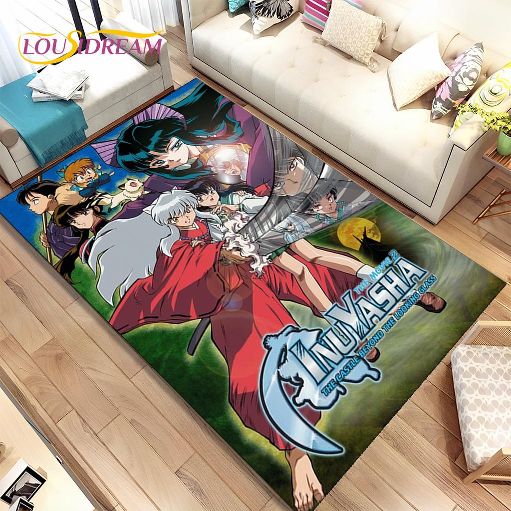 Anime Inuyasha Cartoon Area Rug Large,Carpet Rug for Living Room Bedroom Sofa Doormat Decoration,kids play Non-slip Floor Mat 3D