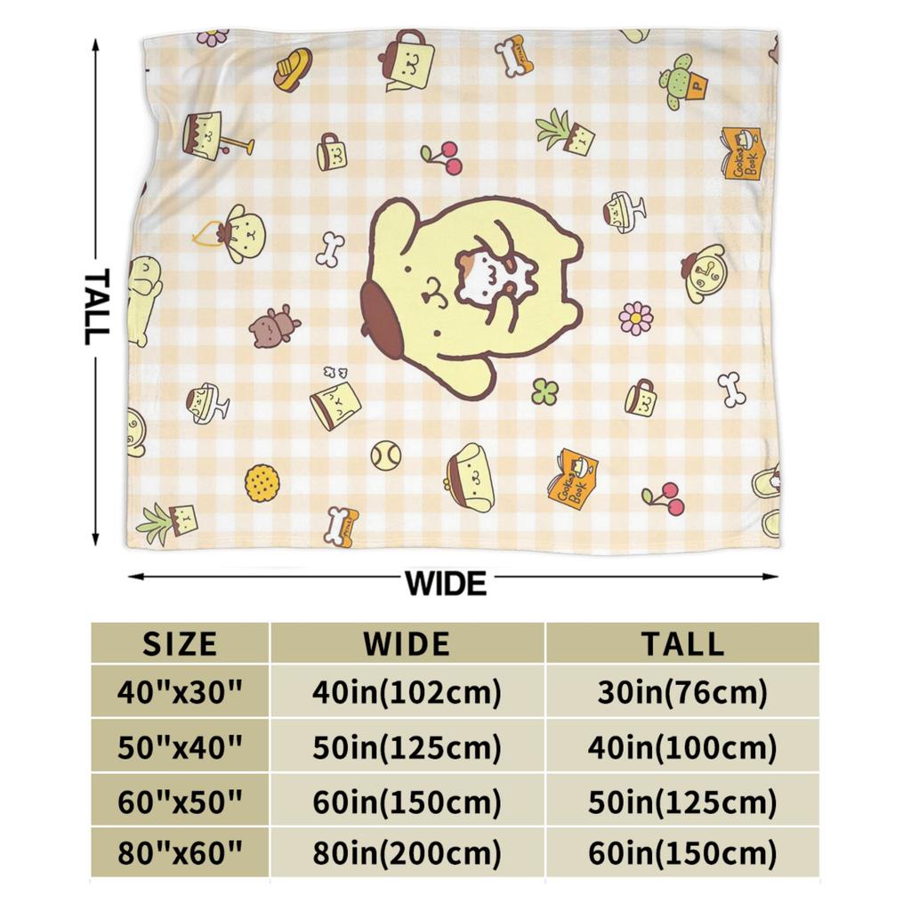 Cartoon Pom Pom Purin Plüschdecke Lustige Überwurfdecke für Zuhause Hotel Sofa 150*125cm Steppdecke,