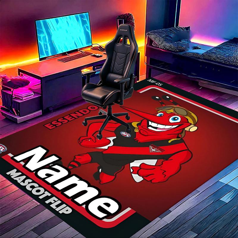 Custom Name Personalized Essendon Football Print Carpet, Versatile Home Decor Rug, for Playroom, Apartment, Balcony, Entryway, Hallway Gift
