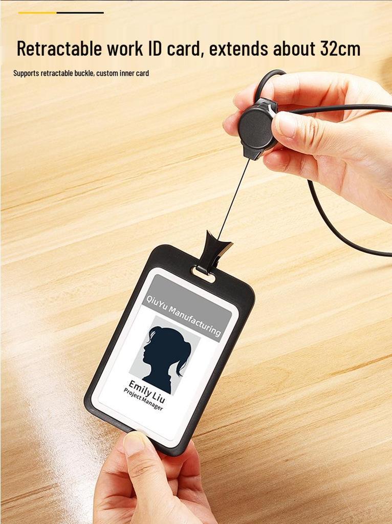 Double-Sided Transparent ID Card and Badge Holder with Round Silicone Lanyard