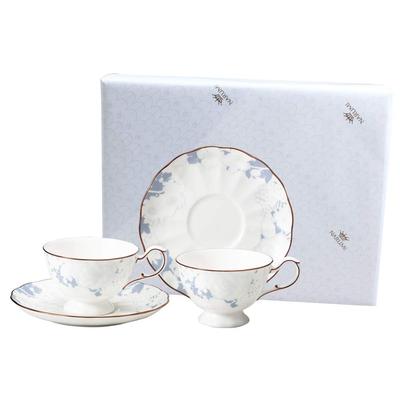 NARUMI Rose Blanche Cup and Saucer Set of Floral Stylish and Wedding Suitable for Tea and Gift Boxed and Gift Product Set, 210cc, Blue, 2, Print,