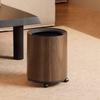 Round Trash Can with Wood Grain | Modern, Cylindrical Can, for Living Room M No Wheels