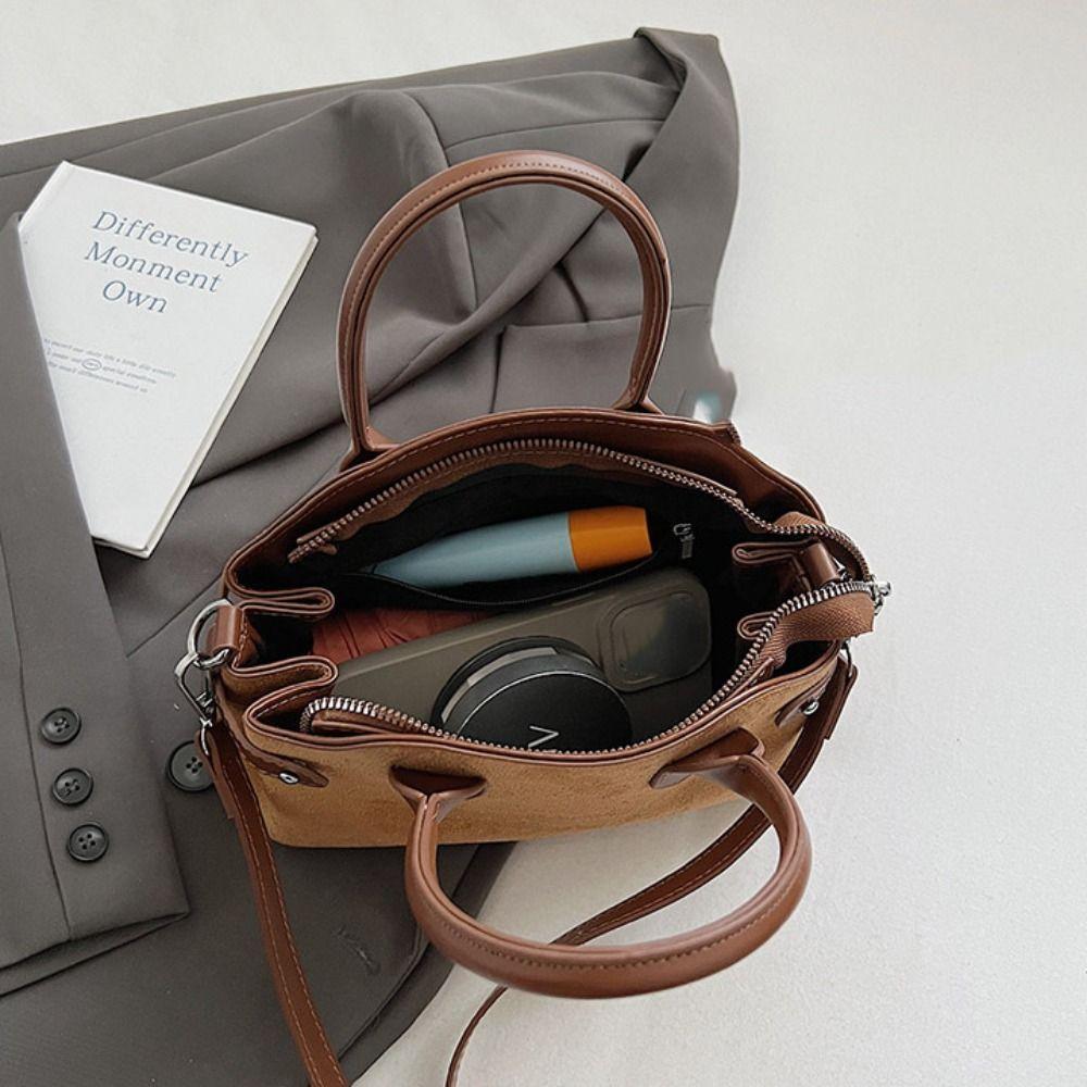 Shoulder Bag Suede Boston Shoulder Bag Handbag Solid Color Tote Bag Slouchy Hobo Bags Holiday