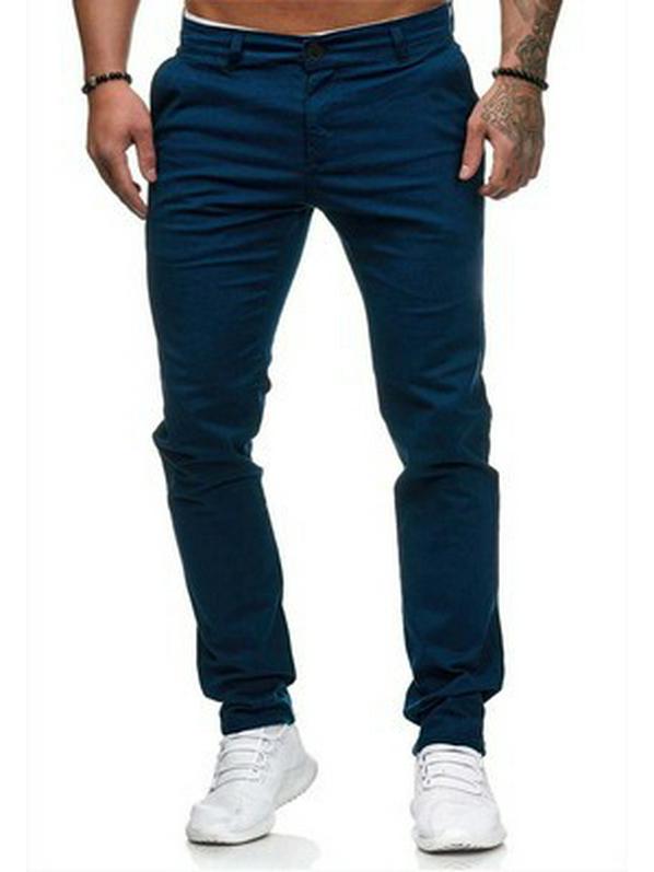 Pánské ležérní kalhoty slim fit jednobarevné - evropský a americký styl