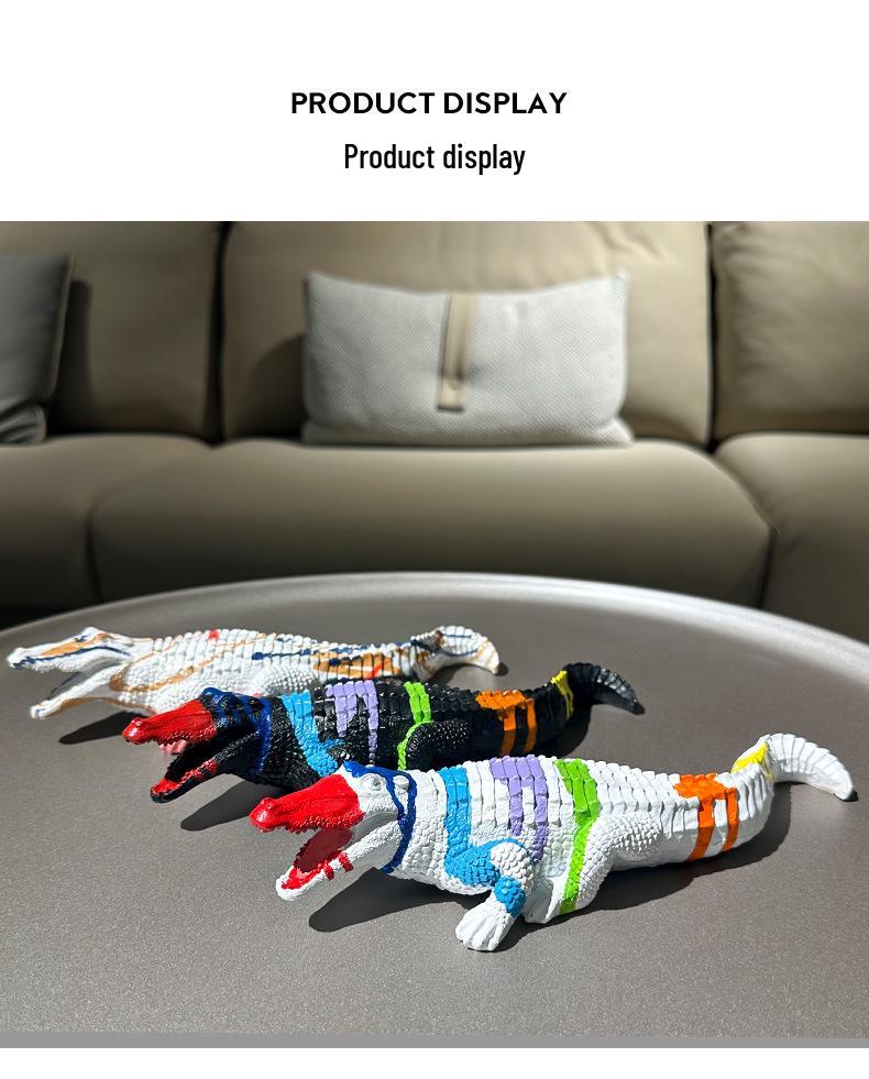 Colorful Resin Crocodile Ornament for Living Room or Office Decor