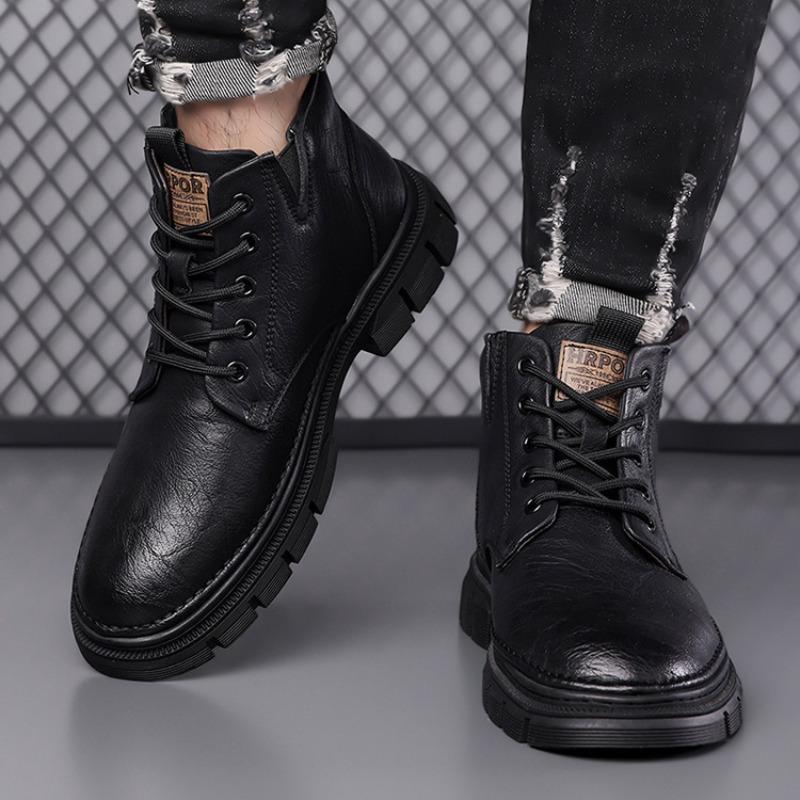 Fashion Retro Velvet Platform Boots for Men Fashion Soft Sole Winter Warm Men's Cotton Shoes New Designer Cow Leather Ankle Boots Male
