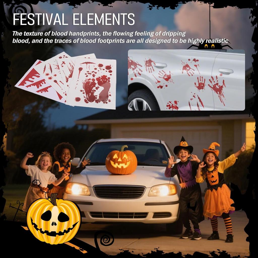 12 Sheets Halloween Blood Car Stickers And Decals,Funny & Stylish Halloween Car Decorations For Engine Hood/Rear-View Mirror/Door,Self-Adhesive