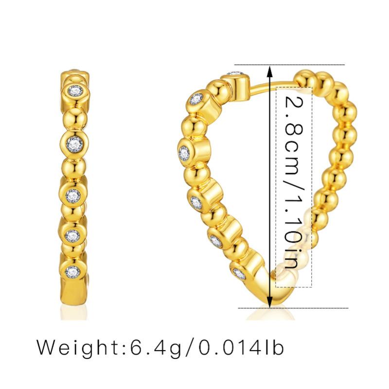K Gold Plated Copper Creative Zircon Simple Ear Buckle Earrings