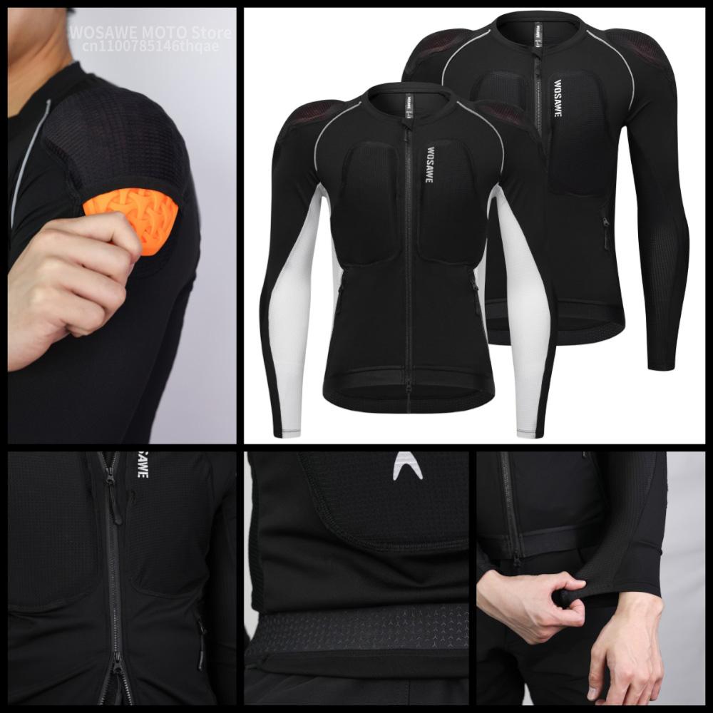 WOSAWE Motorcycle Jacket Body Armor Protection Jackets Motorbike Clothing Moto Riding Back Protectors CE Certification Soft Pads