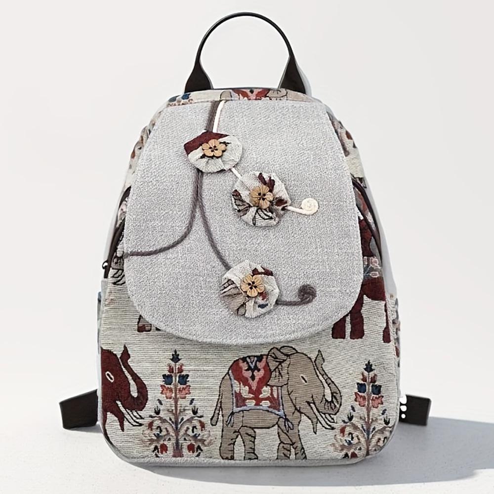 Women's Retro Canvas Floral Backpack - Lightweight, Handwoven & Versatile for College Students