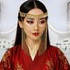 Gold Belly Dance Face Veil Coin Bell Masquerade Mask Fashion Curtain Head Chain  Hair Accessories