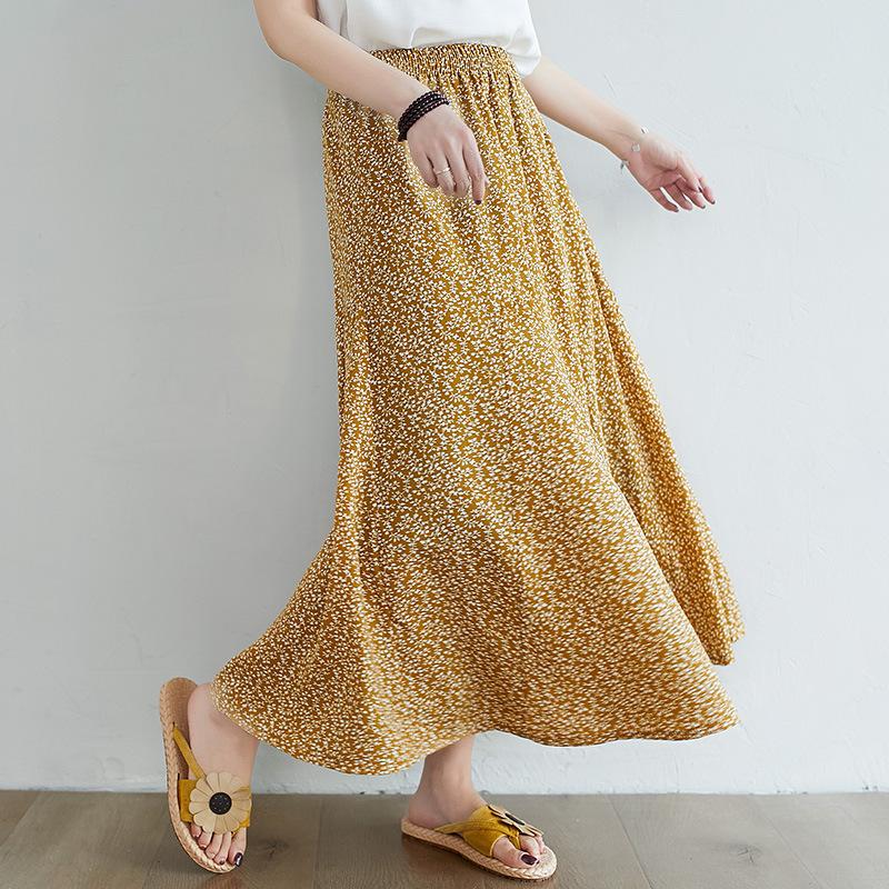 

Женская юбка с цветочным принтом one size жёлтый