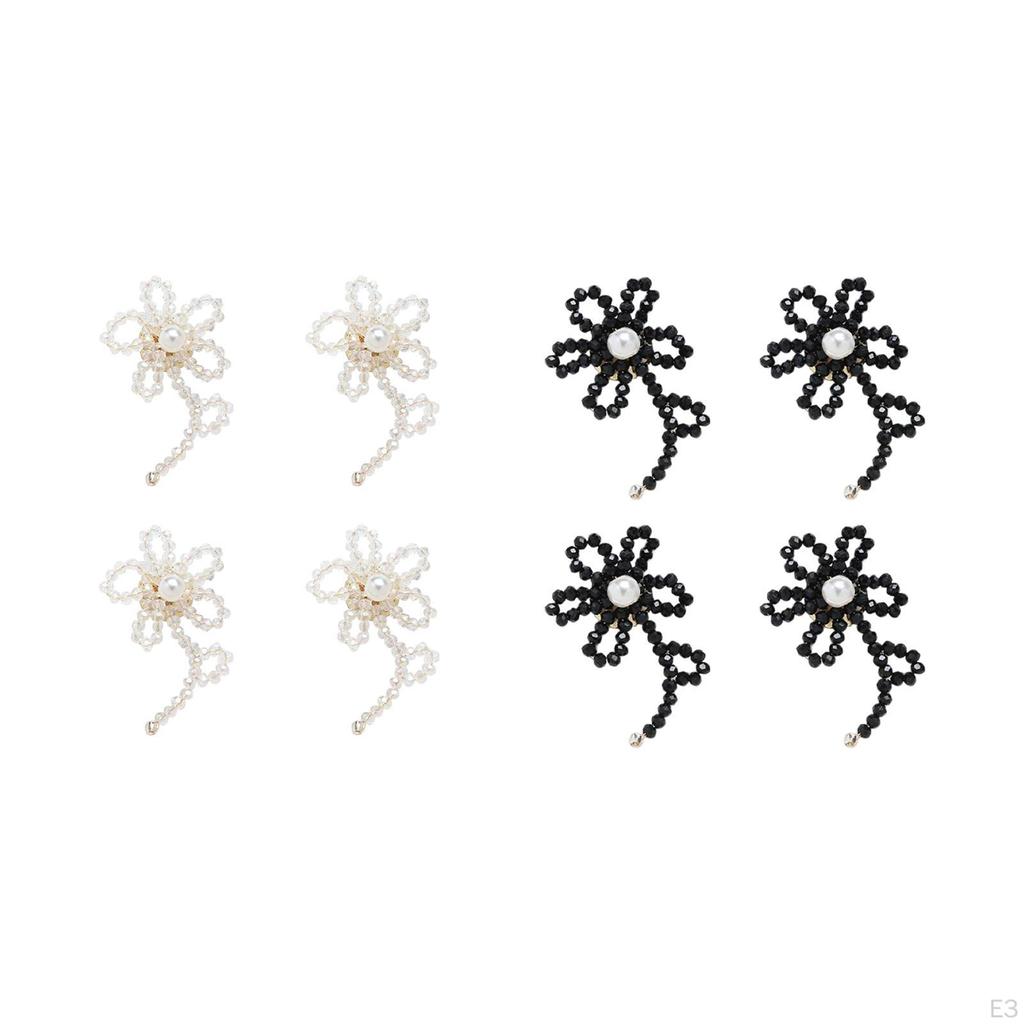 4 Pcs Embroidery Fix Decorative Embellishments Sewing Sparkling Flower Appliques for Clothing Dress