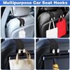 2Pcs Car Hooks for Headrest, Car Seat Back Storage Hook for Headrest, Leather Headrest Hooks for Purses and Bags Car Hooks Purse