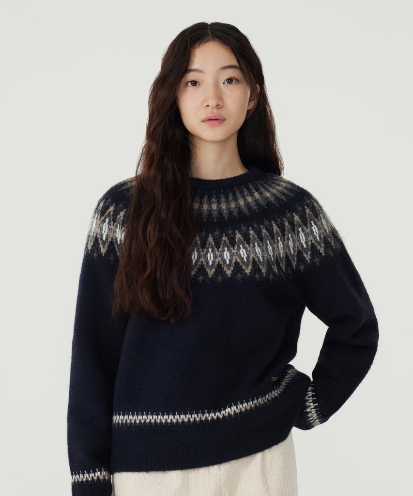 COVERNAT WOMAN Maglione Norvegese a Maglia Blu Scuro