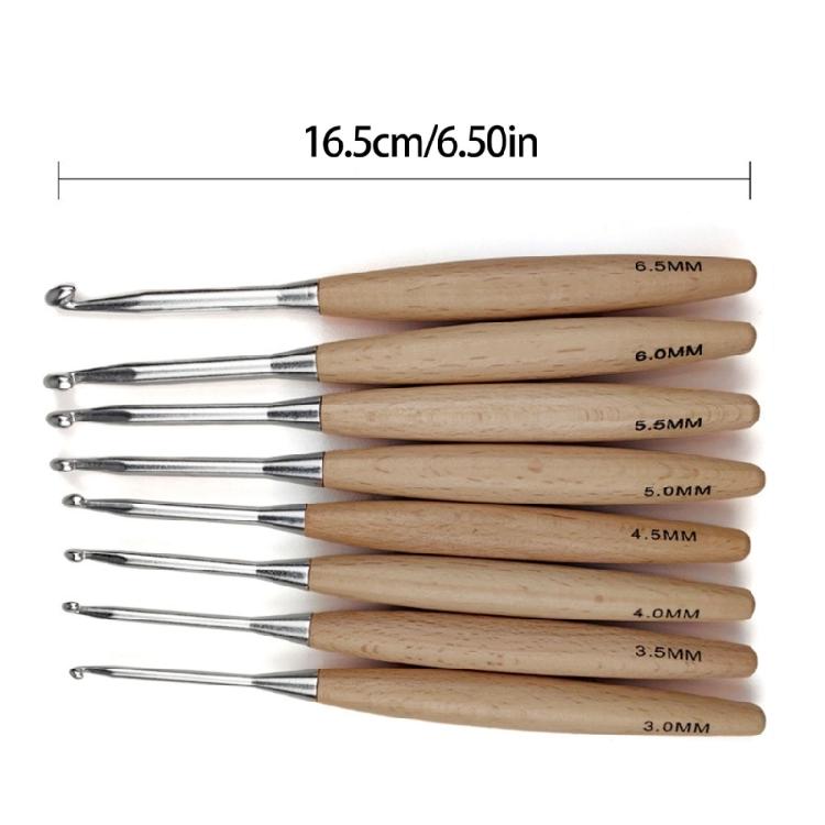 8Pcs Ergonomic Crochet Hook for Beginner Adult Crochet Weaving Crocheting Wood Handle Crochet Hook Needle 3.0mm-6.5mm