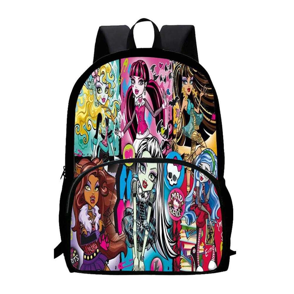 Capacity Children Large Backpack With Monster High Print Design For Daily School