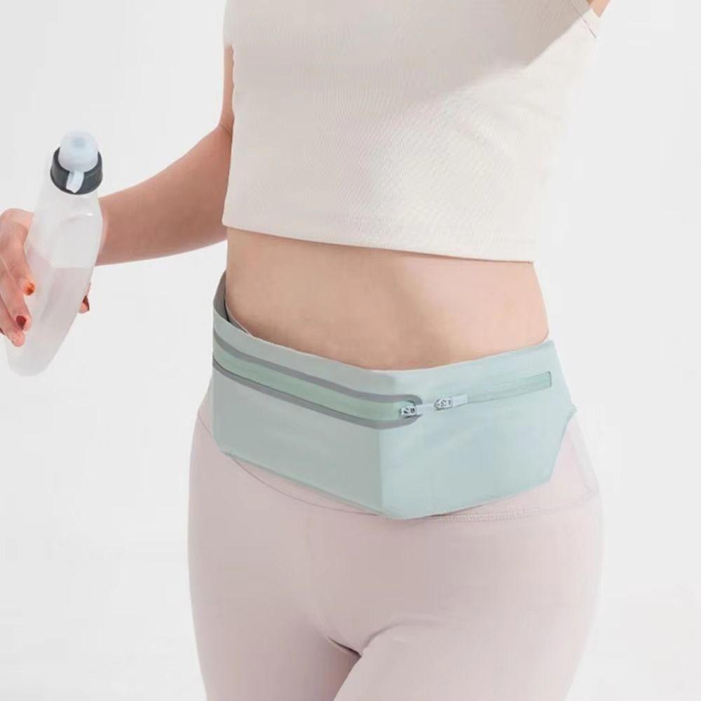 Adjustable Sports Fanny Pack Reflective Strip Mobile Phone Holder Running Waist Belt Bag  Gym