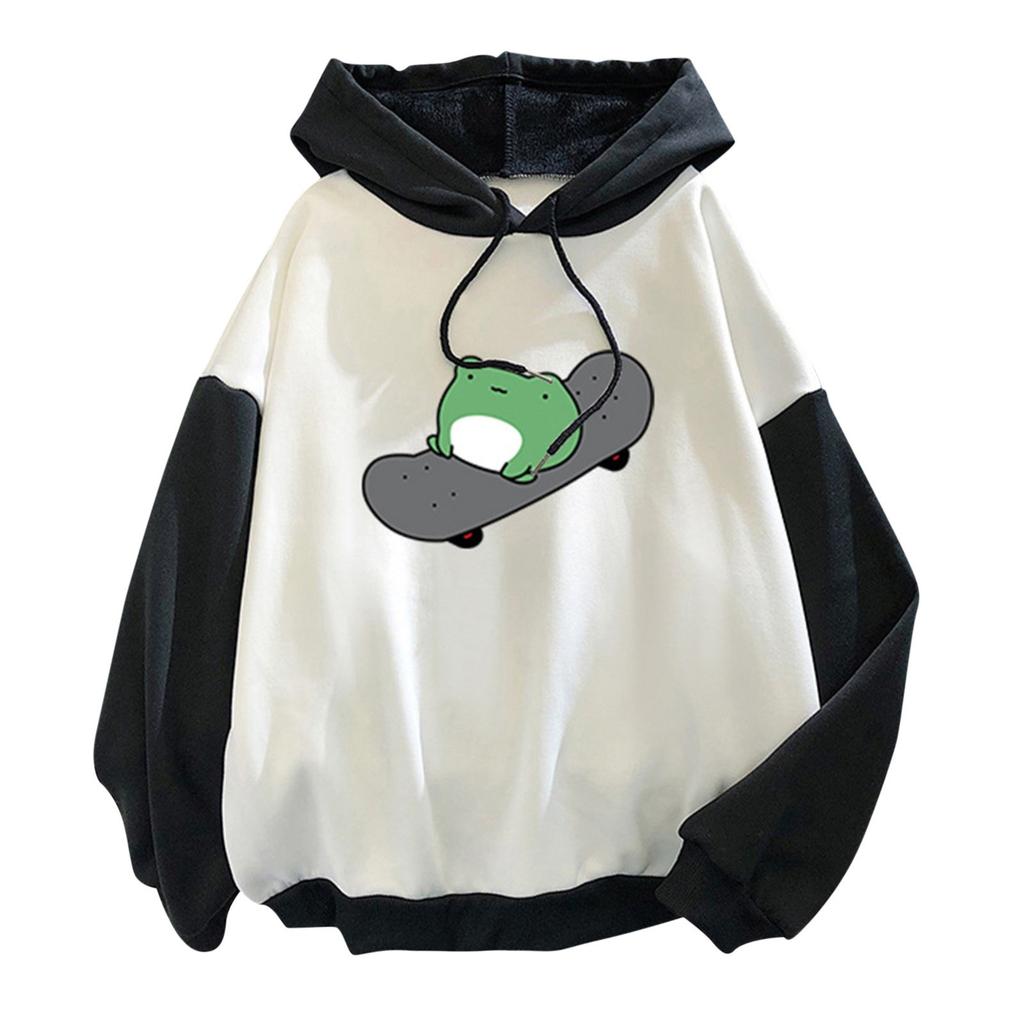 Damenmode New Stitching Cute Plus Velvet Langarm-Sweatshirt mit Kapuze