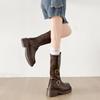 Mode High-End Britische Plateau-Ritterstiefel Damen 2025 Neu Sommer mit Rock Vielseitige Weichsohlen-Langstiefel