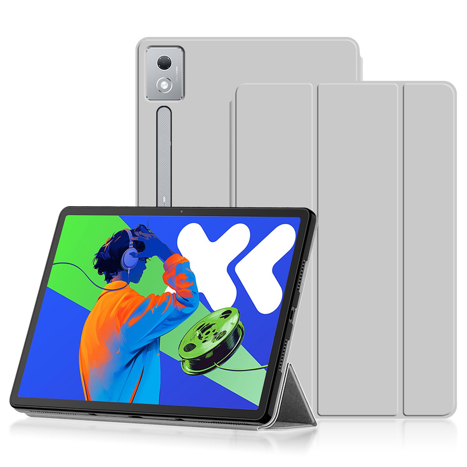 

Для Lenovo Idea Tab Pro/Xiaoxin Pad Pro 12.7 (2025) Чохол для планшета зі штучної шкіри, ТПУ, трискладний, з підставкою Grey