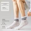 5 Pairs of Men's Summer Breathable Thin Striped Sports Wicking Sweat Pure Cotton Boneless Short Socks