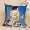 Aether Cute Genshin Impact Cushion Cover Silky Short Plush Invisible Zipper Dustproof Sofa Pillow Case For Home Decor