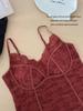 Herbst/Winter Französische Spitze Mit Stäbchen Verstärkte Rückseite Camisole - Warmes, Sexy Girly Basisschicht Top