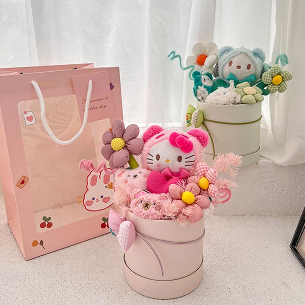 Cute Plush Bouquet, Bucket Doll Bouquet, Popular Gift for Birthdays, Friends, Children, Anniversaries, Mother's Day, Weddings, Entrance Ceremonies,