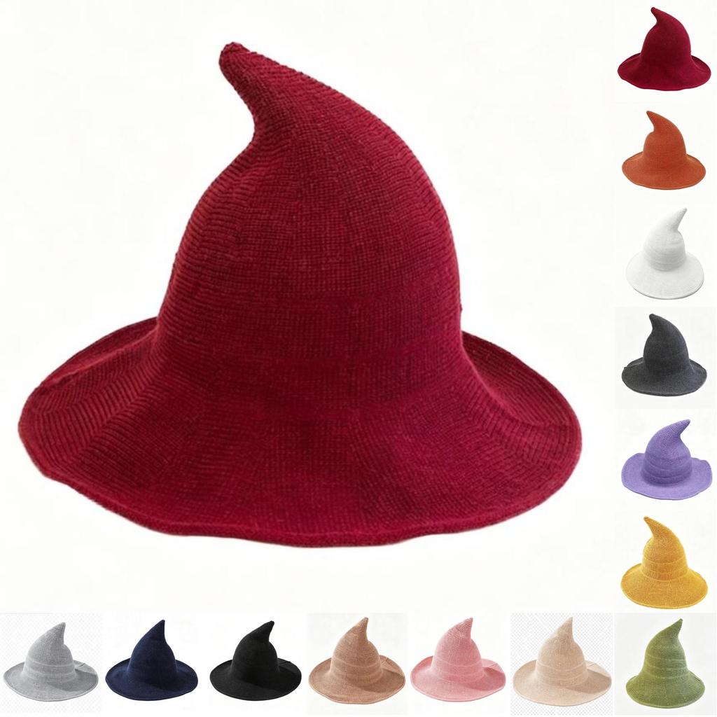 Foldable Knit Pointed Witch Hat for Halloween - Size